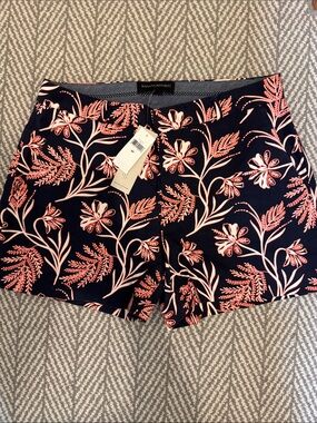 Banana Republic Dark Navy Floral Shorts with Coral Print